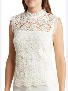 Nwt Nanette Lepore Ivory Lace High-Neck Shell